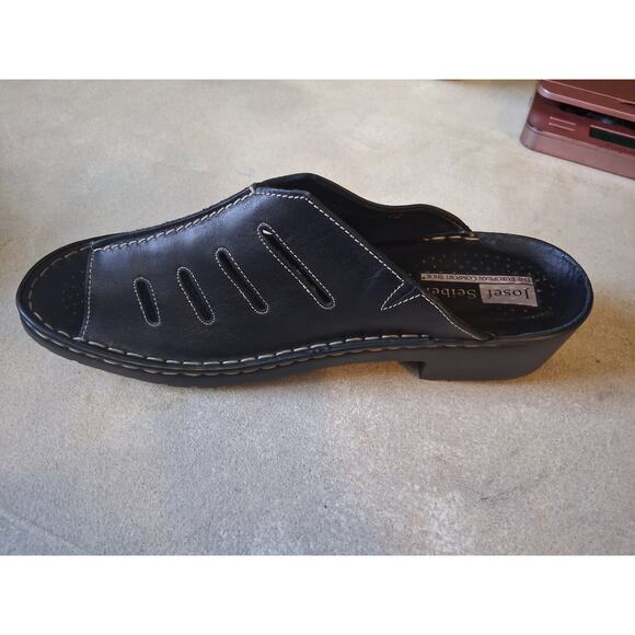 Josef Seibel Shoes Size 43 (11) Black Leather Slipon Sandals Excellent Condition - Picture 8 of 10